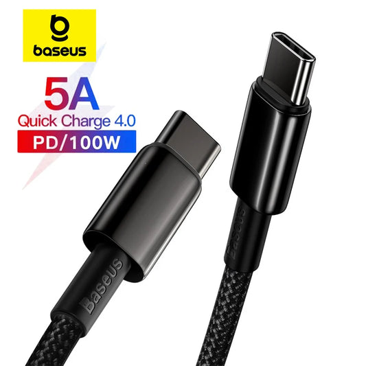 Baseus 100W Type C Cable For iPhone 15 16 17 USB C PD Fast Charging Charger Wire Cord For Macbook Samsung Xiaomi Type C USB C Cable