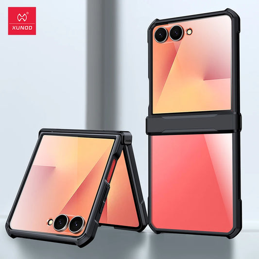 Capa Xundd para Samsung Galaxy Z Flip 7 Flip7 SE Flip 6 5 4 com airbag, à prova de choque, em acrílico + TPU + vidro.