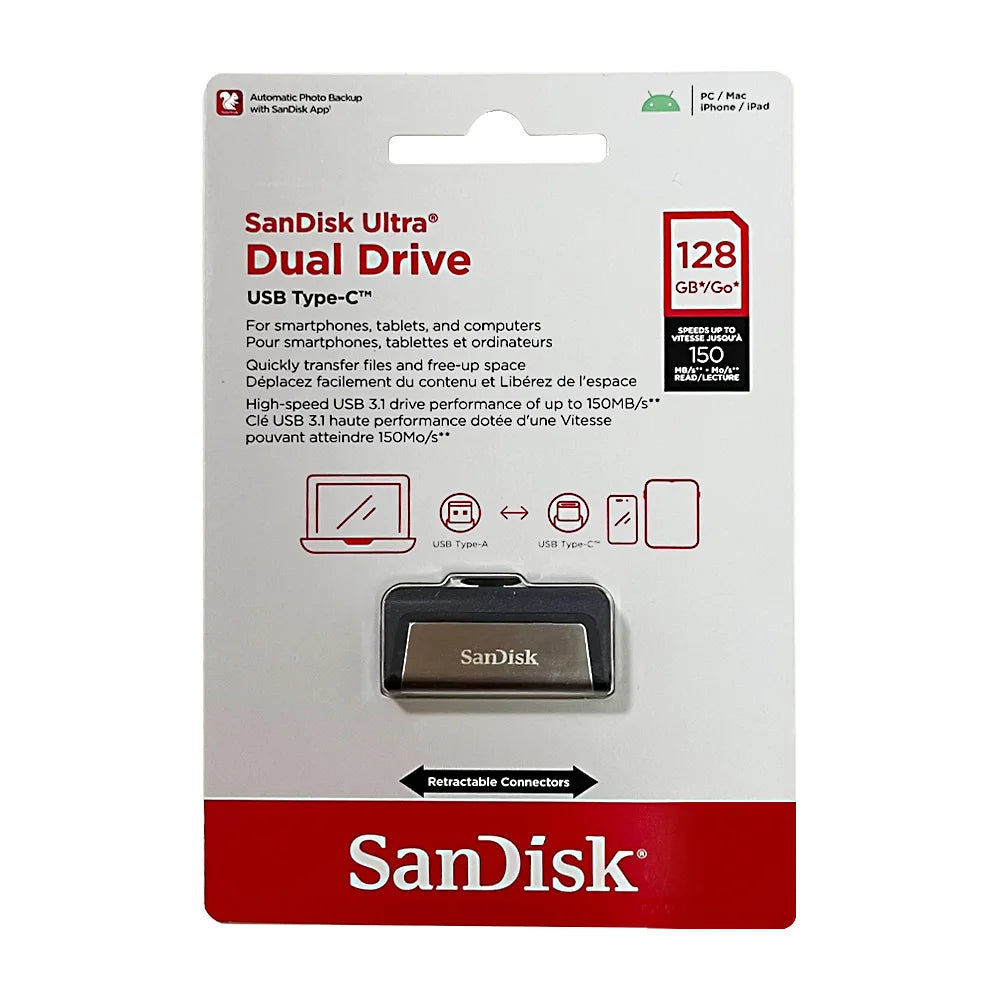 SanDisk SDDDC2 OTG USB 3.1 Type-C Flash Drive 256GB 128GB 64GB Ultra Dual Drive 150MB/s USB Type-C for USB Type-C and Type-A